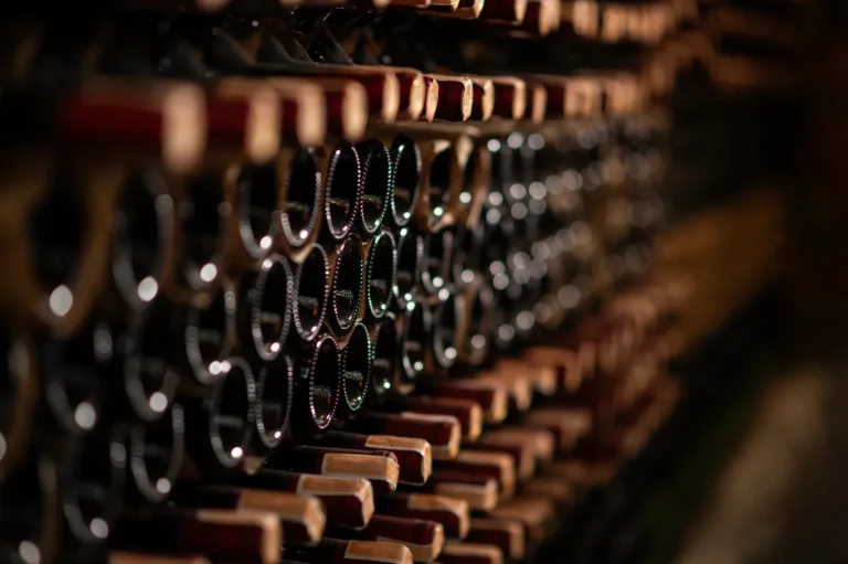 Imagen ilustrativa: fila de botellas de vino sobre una balda de madera