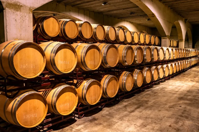 Imagen ilustrativa: sala de crianza con barricas destinadas al envejecimiento del vino